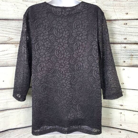 Christopher & Banks Women’s Black Lace Lined Blouse Top XL - Picture 5 of 8